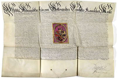 Nobility Diploma Jacob von Friedrich 1630 by Ferdinand II.